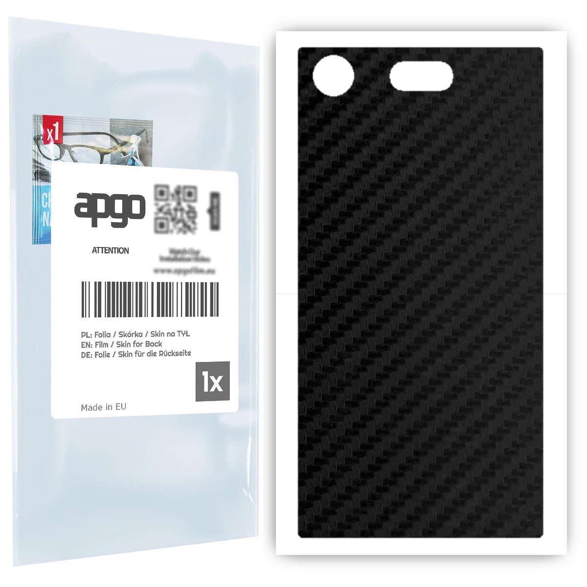 Folia naklejka skórka strukturalna na TYŁ do Sony Xperia XZ1 Compact -  Carbon Czarny - apgo SKINS