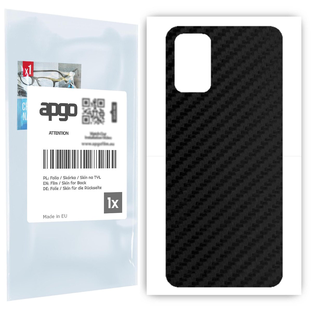 Folia naklejka skórka strukturalna na TYŁ do Samsung Galaxy A02s -  Carbon Czarny - apgo SKINS