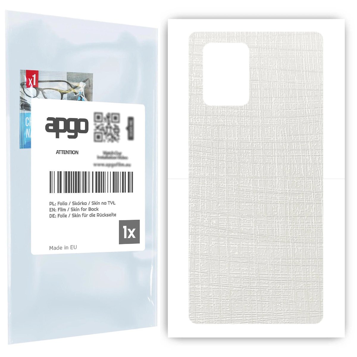 Folia naklejka skórka strukturalna na TYŁ do Samsung Galaxy S10 Lite -  Tkanina Biała - apgo SKINS