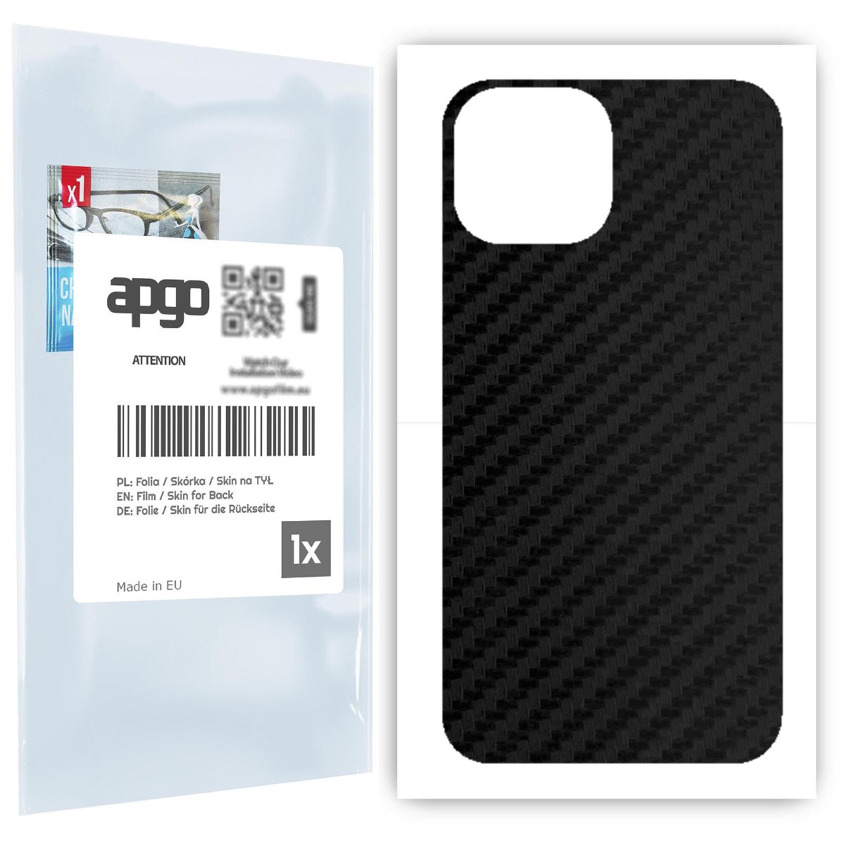Folia naklejka skórka strukturalna na TYŁ do Apple iPhone 13 mini -  Carbon Czarny - apgo SKINS