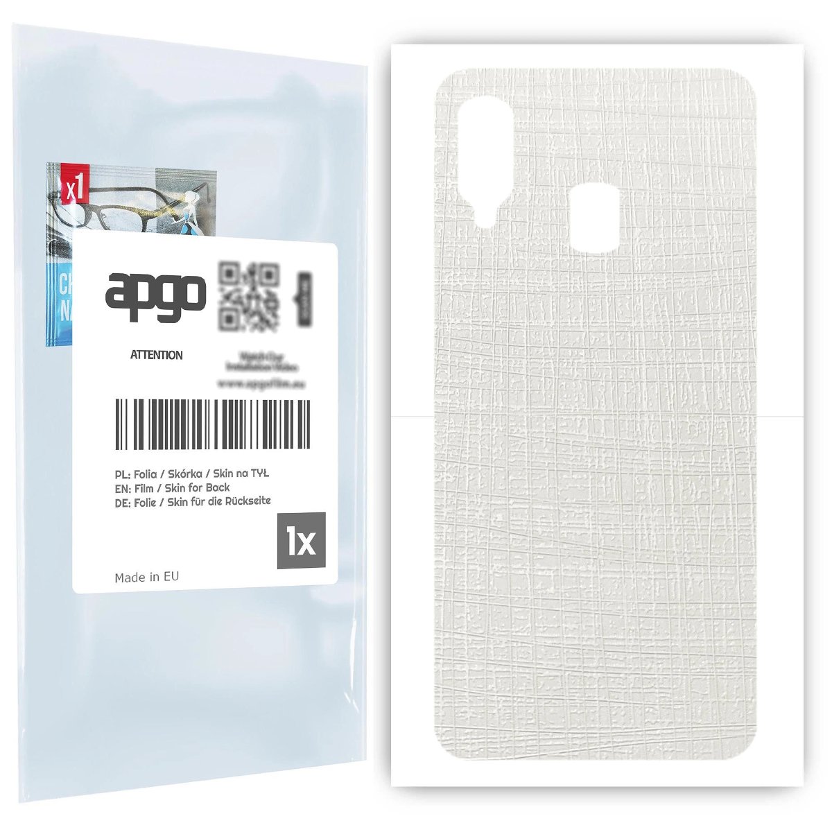 Folia naklejka skórka strukturalna na TYŁ do Samsung Galaxy A40 -  Tkanina Biała - apgo SKINS
