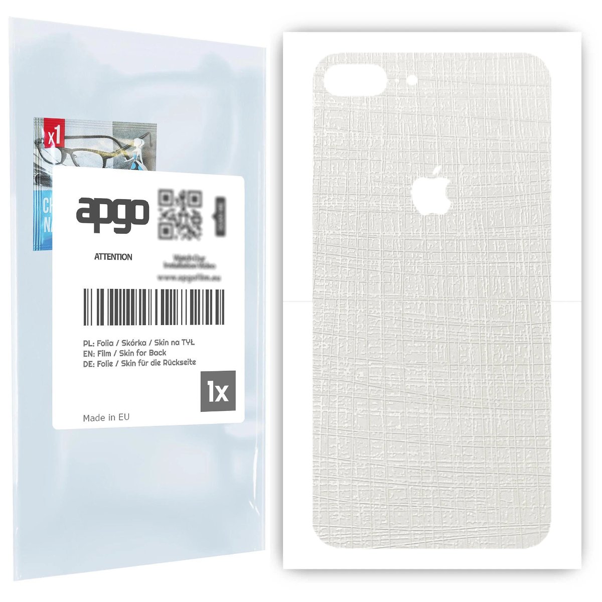 Folia naklejka skórka strukturalna na TYŁ do Apple iPhone 7 Plus -  Tkanina Biała - apgo SKINS