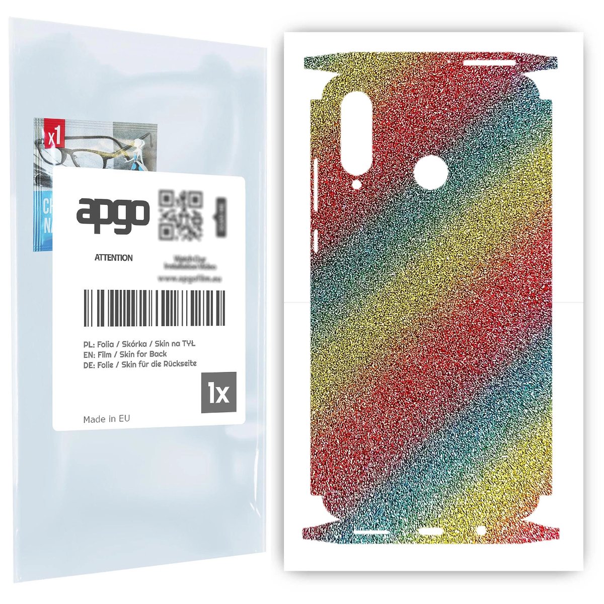 Folia naklejka skórka strukturalna na TYŁ+BOKI do Huawei P30 lite New Edition -  Brokat Tęcza - apgo SKINS