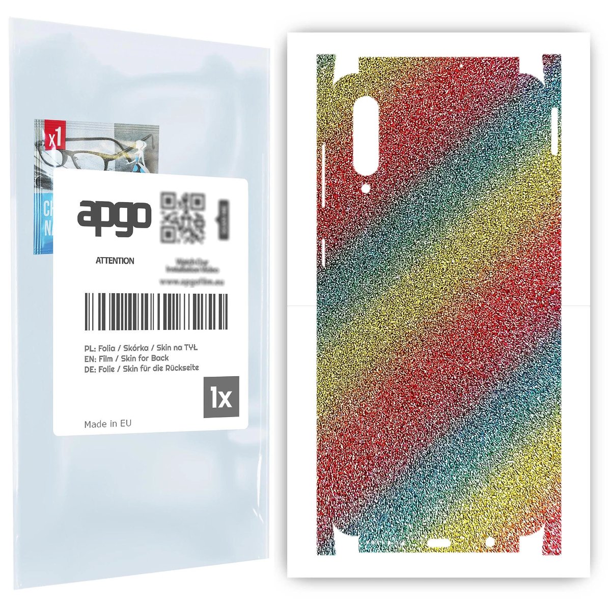 Folia naklejka skórka strukturalna na TYŁ+BOKI do Samsung Galaxy A30s -  Brokat Tęcza - apgo SKINS