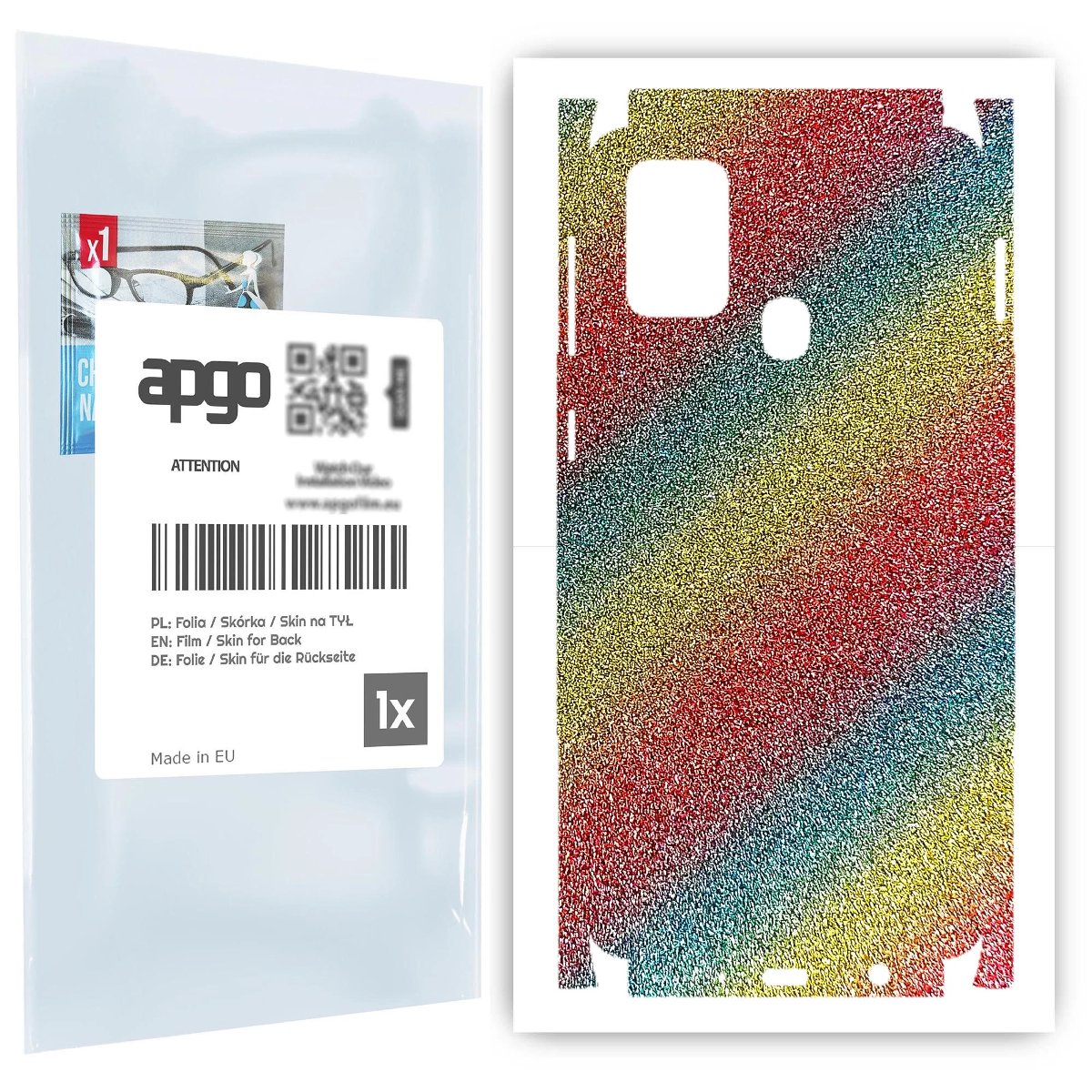 Folia naklejka skórka strukturalna na TYŁ+BOKI do Samsung Galaxy M31 -  Brokat Tęcza - apgo SKINS