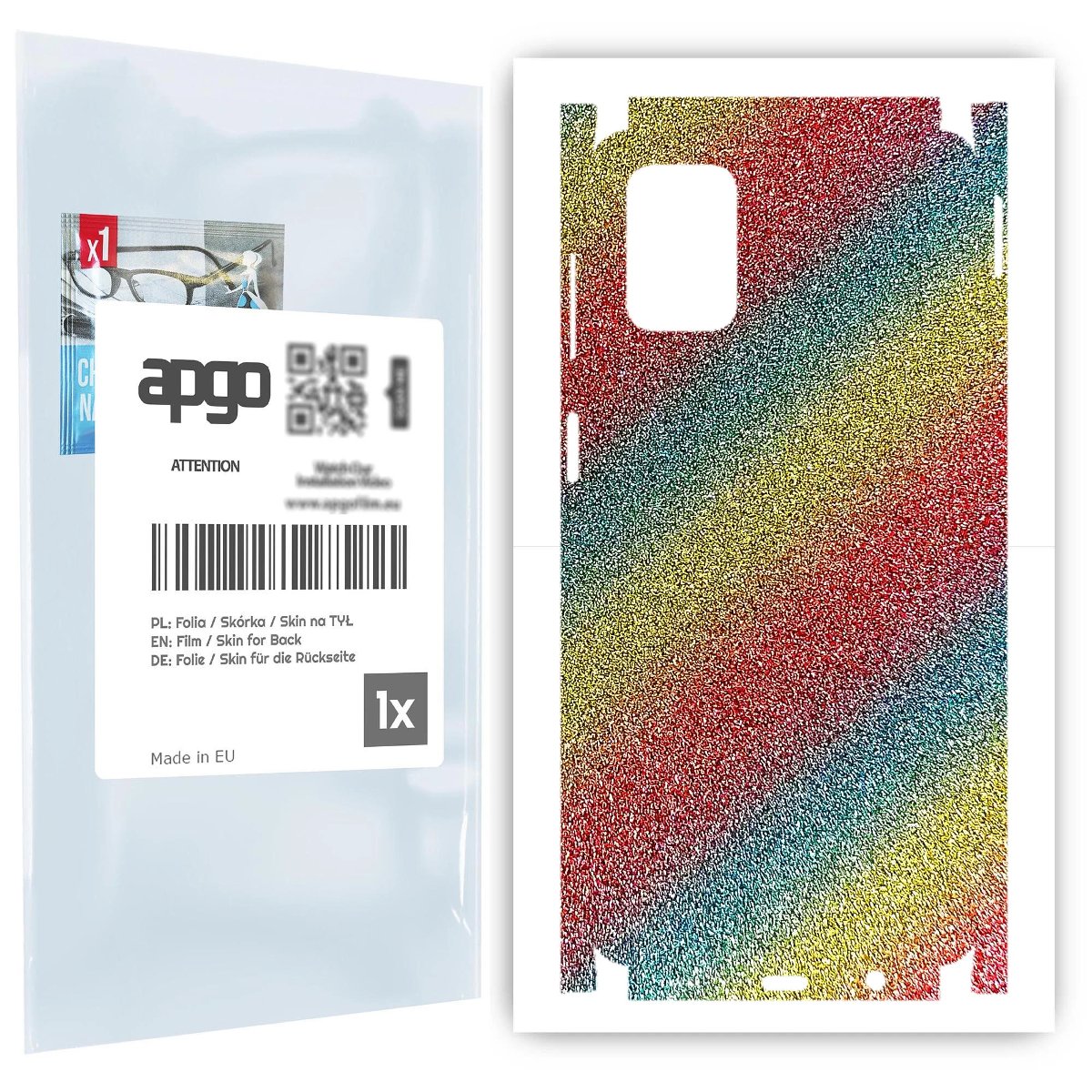 Folia naklejka skórka strukturalna na TYŁ+BOKI do Samsung Galaxy M51 -  Brokat Tęcza - apgo SKINS