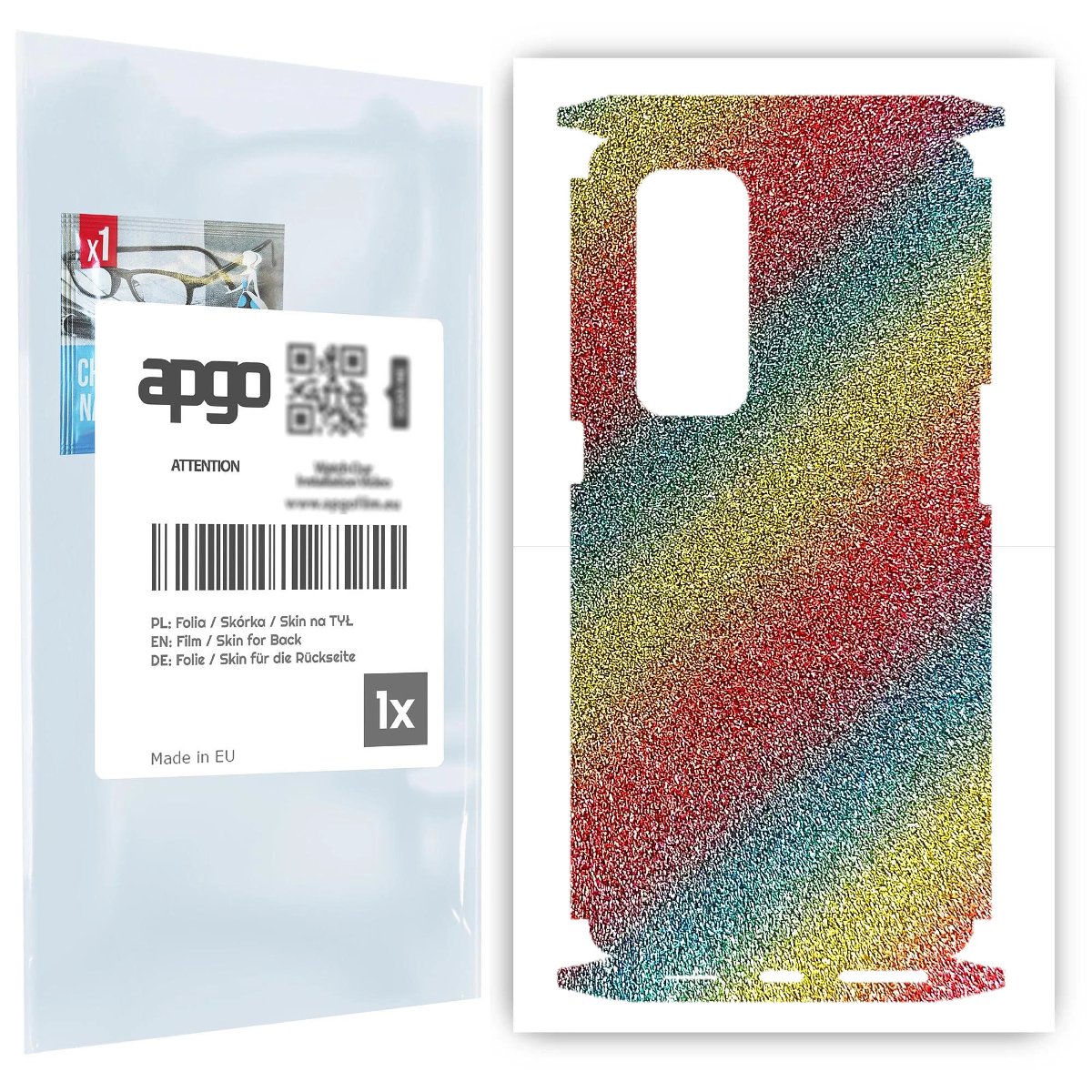 Folia naklejka skórka strukturalna na TYŁ+BOKI do Oppo Reno5 Pro+ 5G -  Brokat Tęcza - apgo SKINS