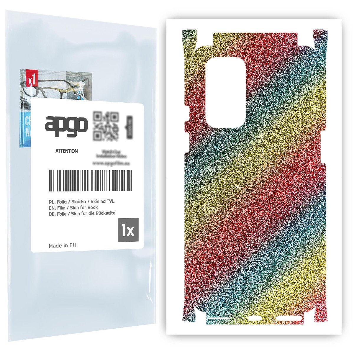 Folia naklejka skórka strukturalna na TYŁ+BOKI do OnePlus 9 -  Brokat Tęcza - apgo SKINS