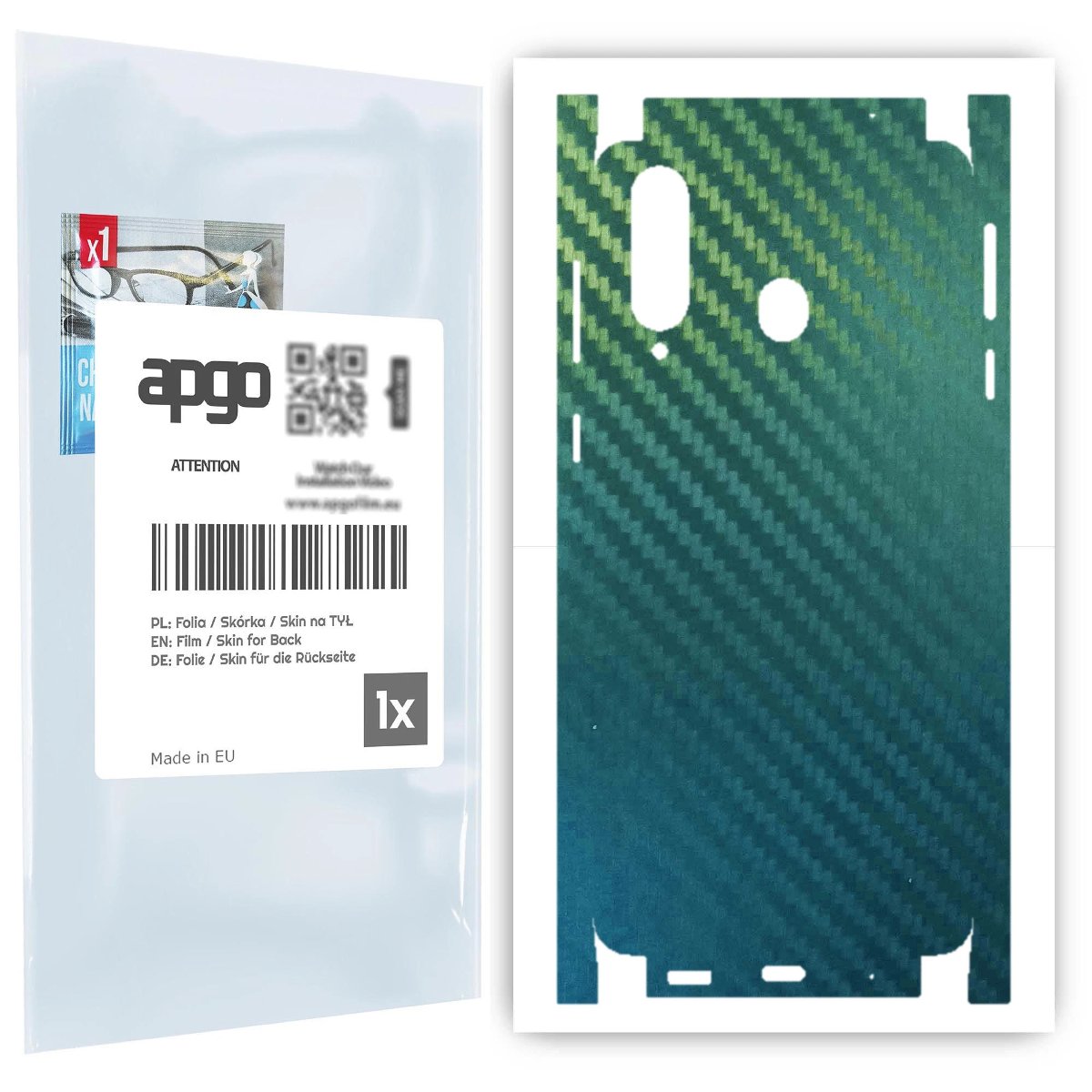 Folia naklejka skórka strukturalna na TYŁ+BOKI do Samsung Galaxy A8s -  Carbon Kameleon CAKA1 - apgo SKINS