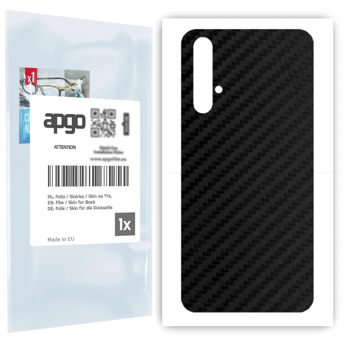 Folia naklejka skórka strukturalna na TYŁ do Honor 20 -  Carbon Czarny - apgo SKINS