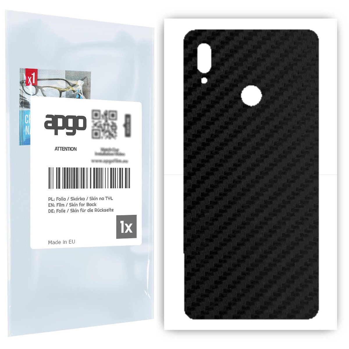 Folia naklejka skórka strukturalna na TYŁ do Honor Note 10 -  Carbon Czarny - apgo SKINS