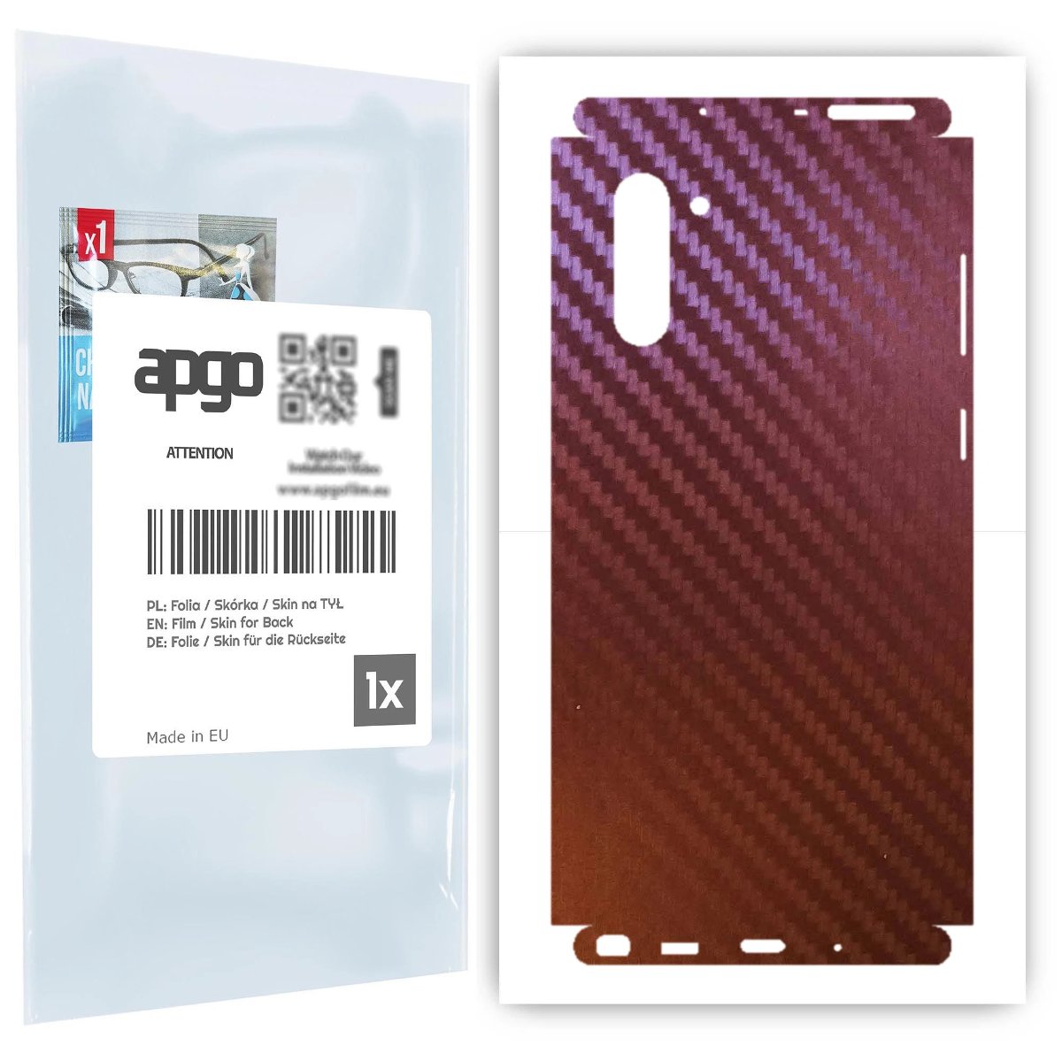 Folia naklejka skórka strukturalna na TYŁ+BOKI do Samsung Galaxy Note 10 -  Carbon Kameleon CAKA5 - apgo SKINS