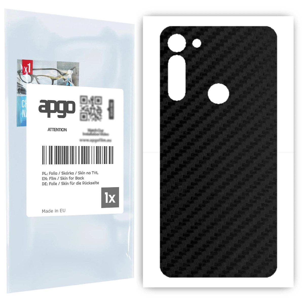 Folia naklejka skórka strukturalna na TYŁ do Motorola Moto G8 -  Carbon Czarny - apgo SKINS