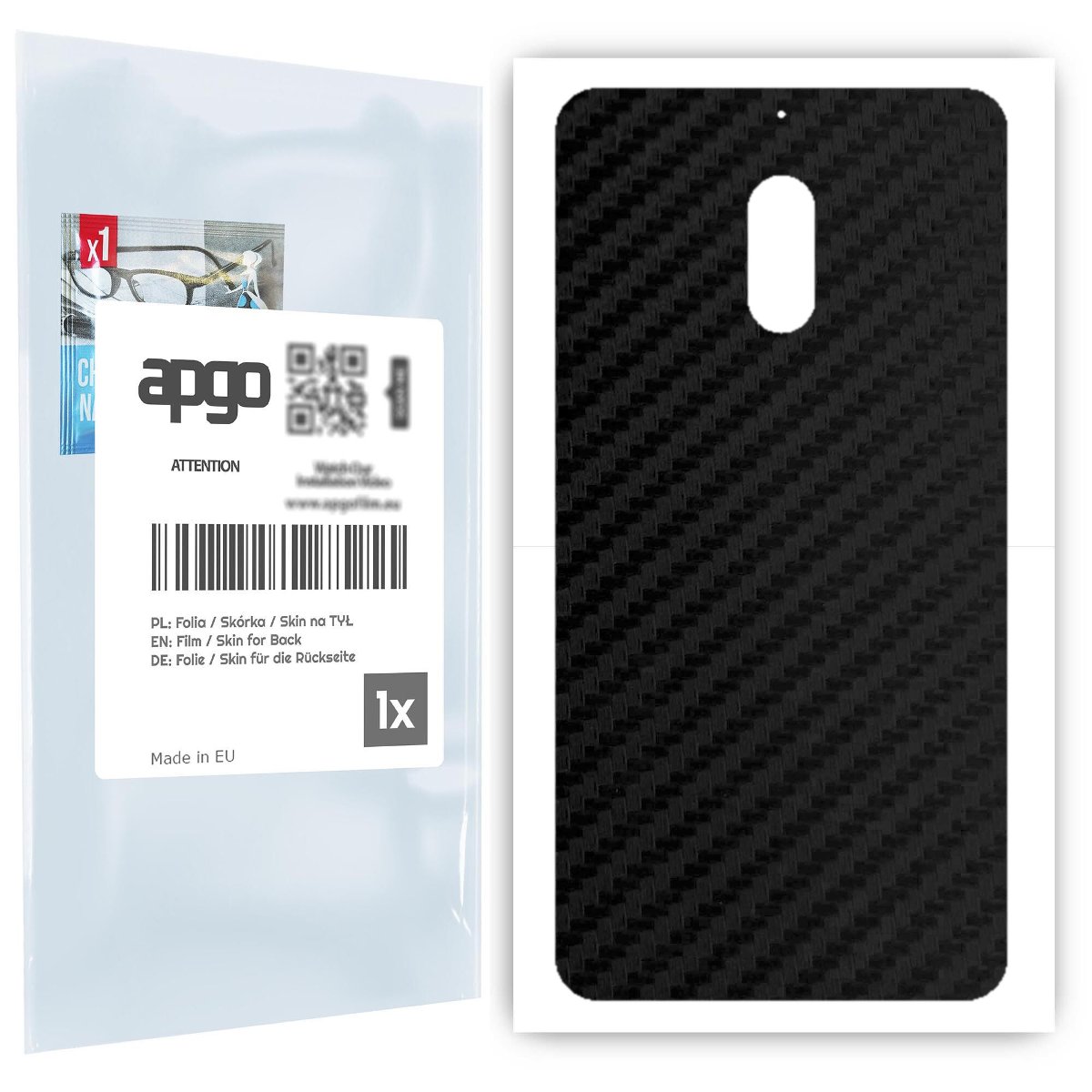 Folia naklejka skórka strukturalna na TYŁ do Nokia 6 -  Carbon Czarny - apgo SKINS
