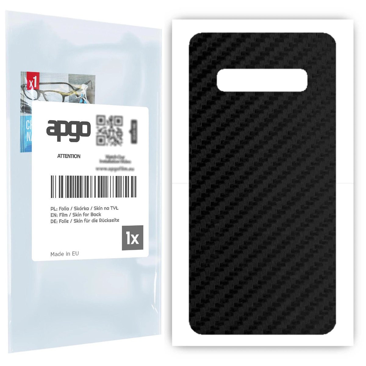 Folia naklejka skórka strukturalna na TYŁ do Samsung Galaxy S10 -  Carbon Czarny - apgo SKINS