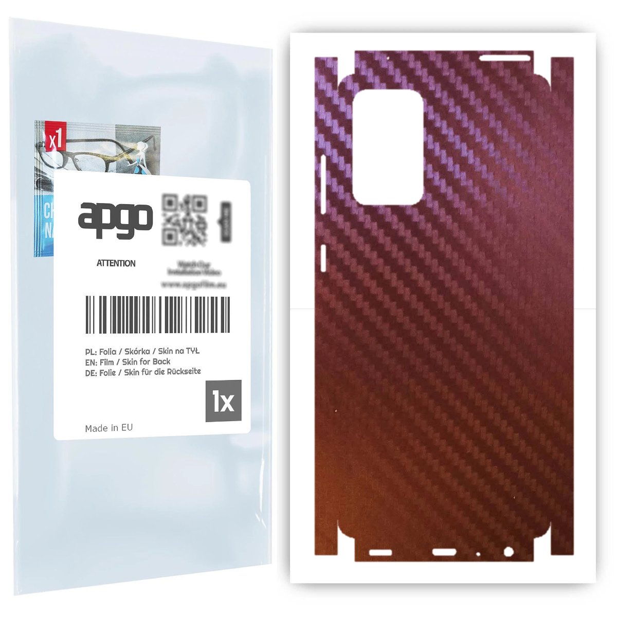 Folia naklejka skórka strukturalna na TYŁ+BOKI do Samsung Galaxy A72 -  Carbon Kameleon CAKA5 - apgo SKINS