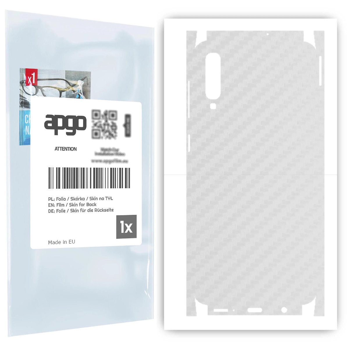 Folia naklejka skórka strukturalna na TYŁ+BOKI do Samsung Galaxy A50 -  Carbon Przezroczysty - apgo SKINS