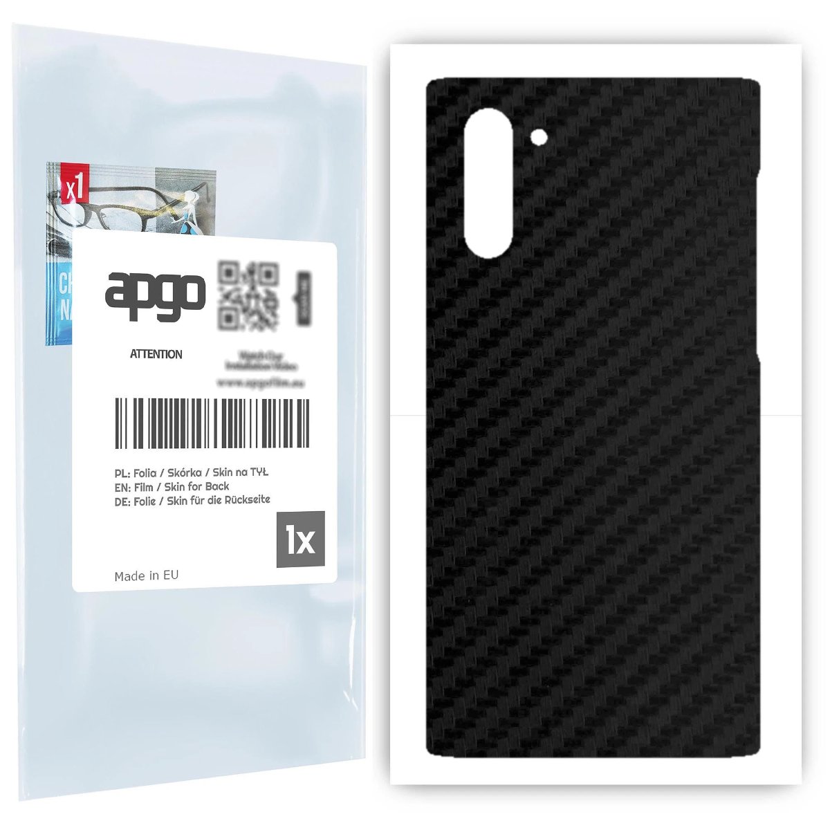 Folia naklejka skórka strukturalna na TYŁ do Samsung Galaxy Note 10 -  Carbon Czarny - apgo SKINS