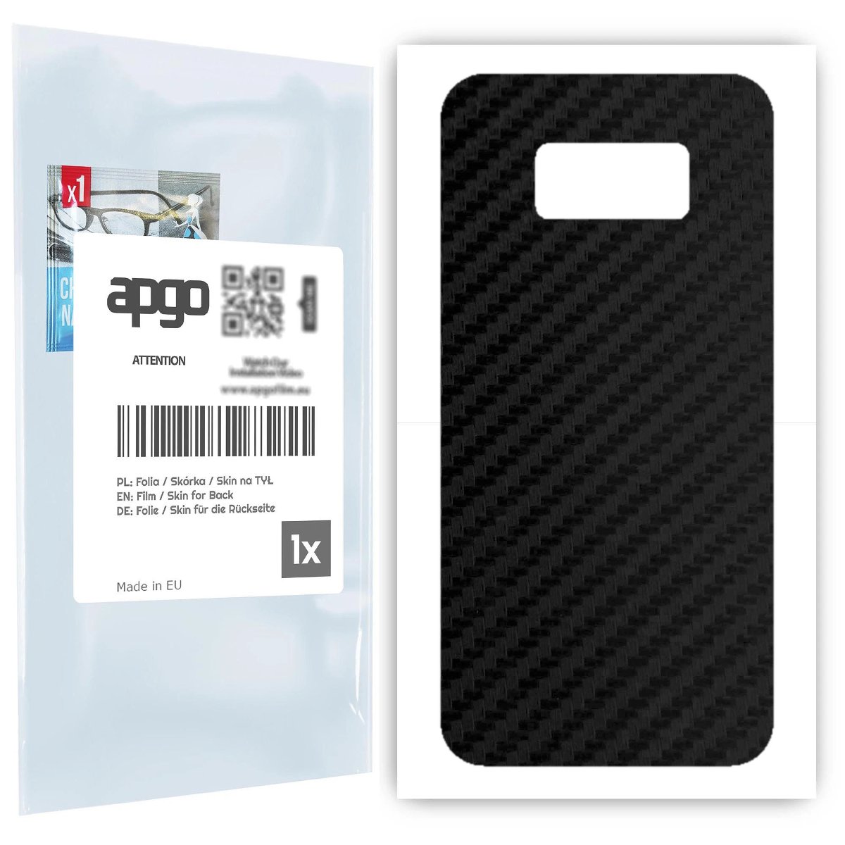 Folia naklejka skórka strukturalna na TYŁ do Samsung Galaxy S8 -  Carbon Czarny - apgo SKINS