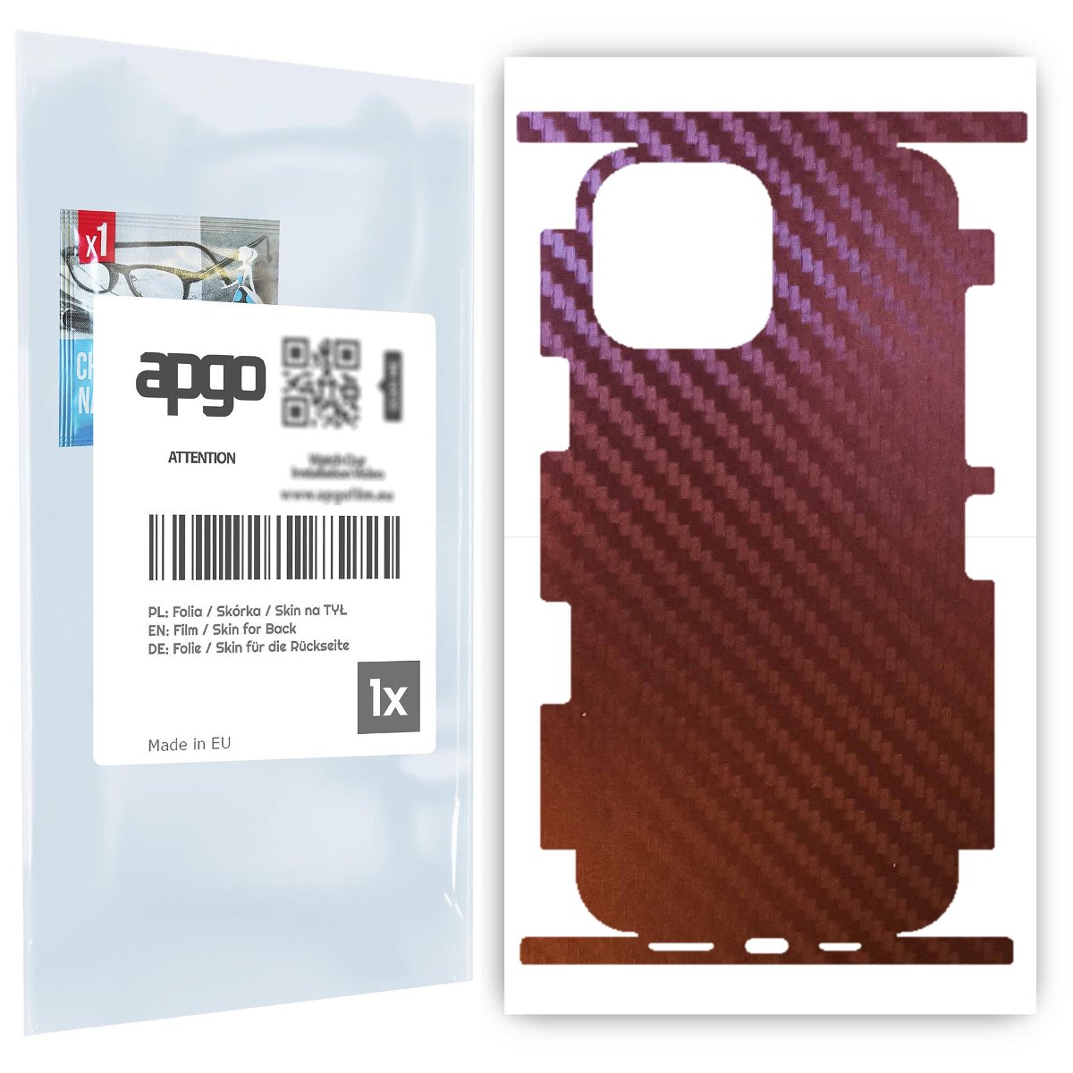 Folia naklejka skórka strukturalna na TYŁ+BOKI do Apple iPhone 13 Pro Max -  Carbon Kameleon CAKA5 - apgo SKINS
