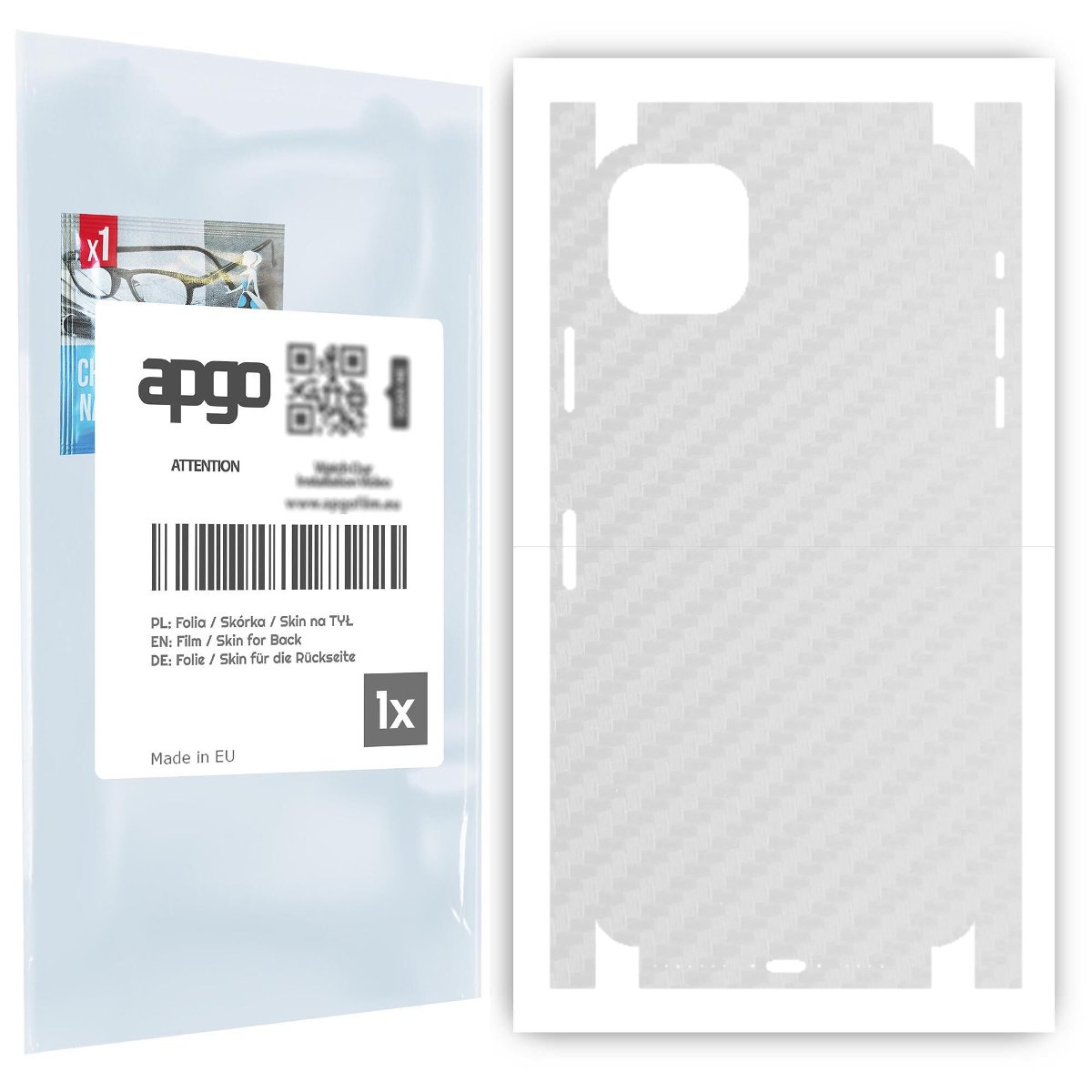 Folia naklejka skórka strukturalna na TYŁ+BOKI do Apple iPhone 11 Pro Max -  Carbon Przezroczysty - apgo SKINS