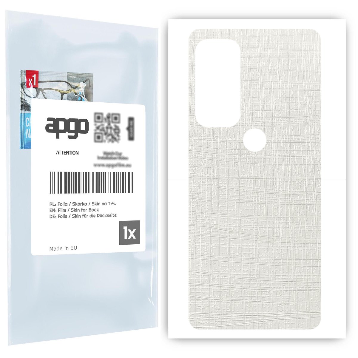 Folia naklejka skórka strukturalna na TYŁ do Motorola Edge 2021 -  Tkanina Biała - apgo SKINS