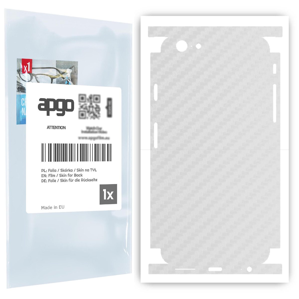 Folia naklejka skórka strukturalna na TYŁ+BOKI do Apple iPhone 6 -  Carbon Przezroczysty - apgo SKINS