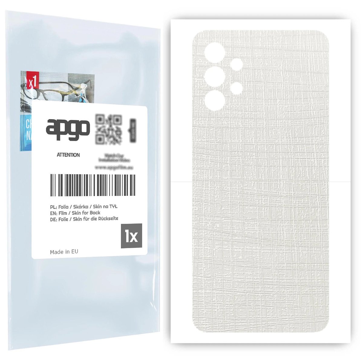 Folia naklejka skórka strukturalna na TYŁ do Samsung Galaxy A32 5G -  Tkanina Biała - apgo SKINS