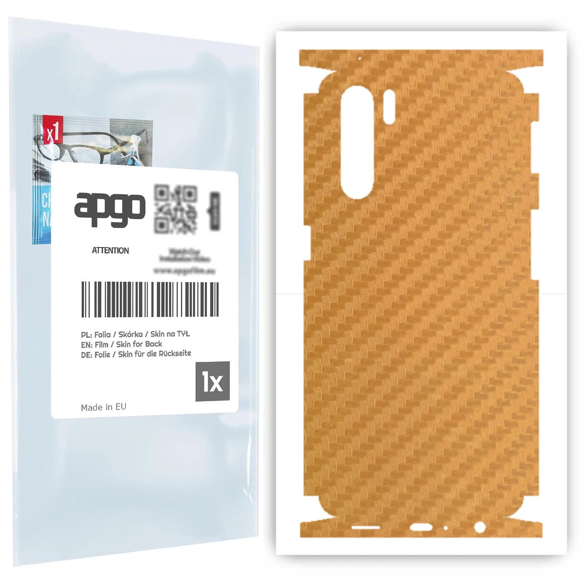 Folia naklejka skórka strukturalna na TYŁ+BOKI do Oppo Reno3 5G -  Carbon Złoty - apgo SKINS