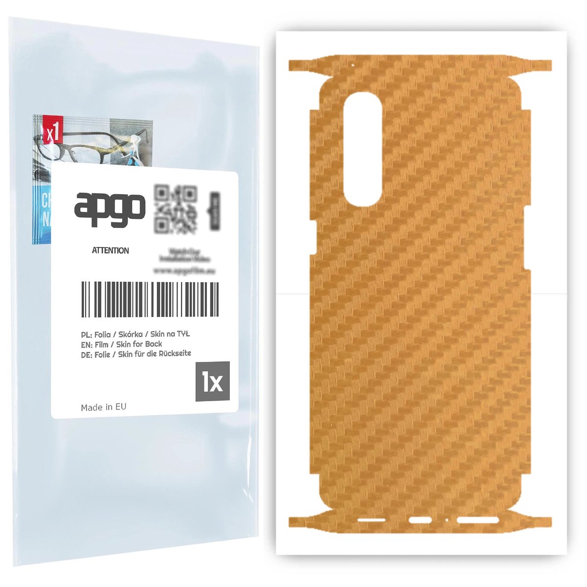 Folia naklejka skórka strukturalna na TYŁ+BOKI do Oppo Reno3 Pro -  Carbon Złoty - apgo SKINS