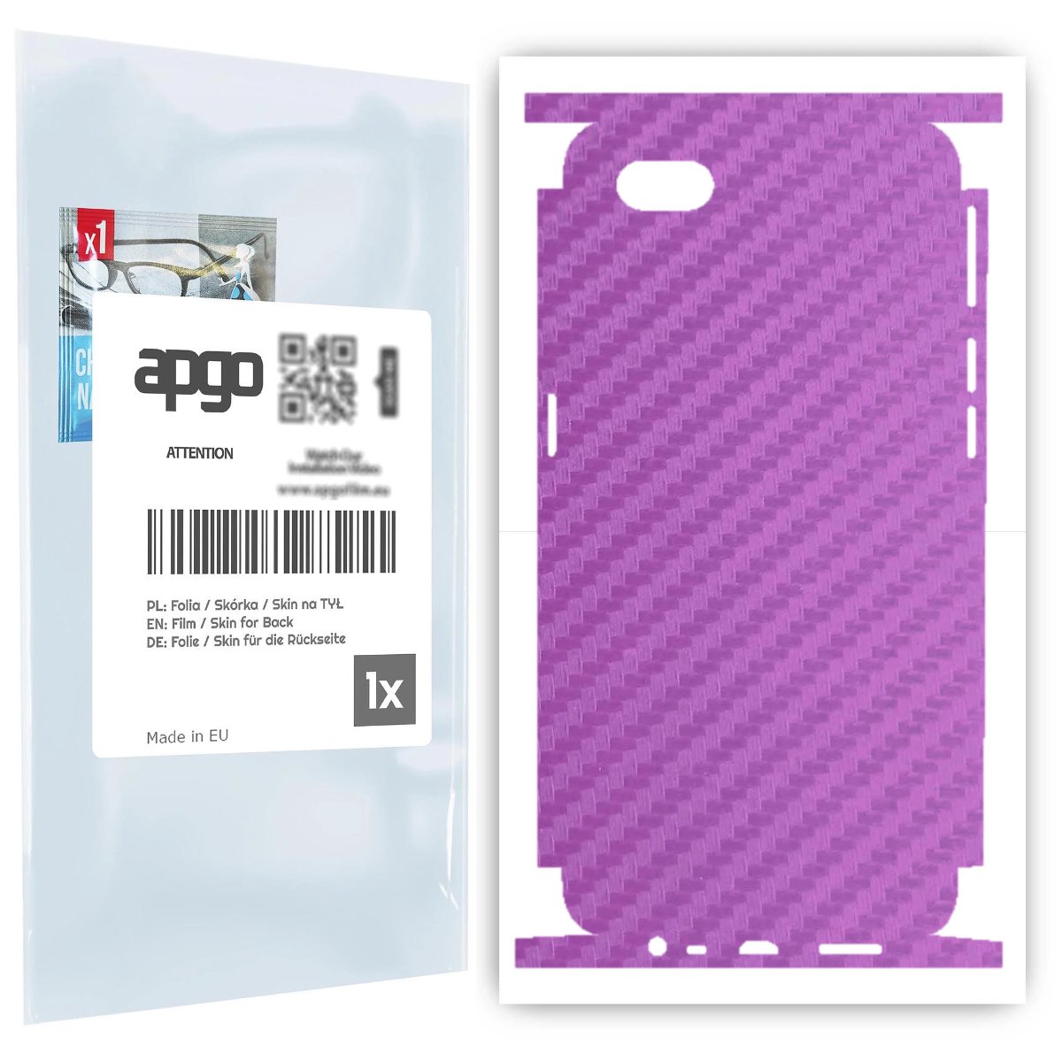 Folia naklejka skórka strukturalna na TYŁ+BOKI do Oppo A1k -  Carbon Fioletowy - apgo SKINS