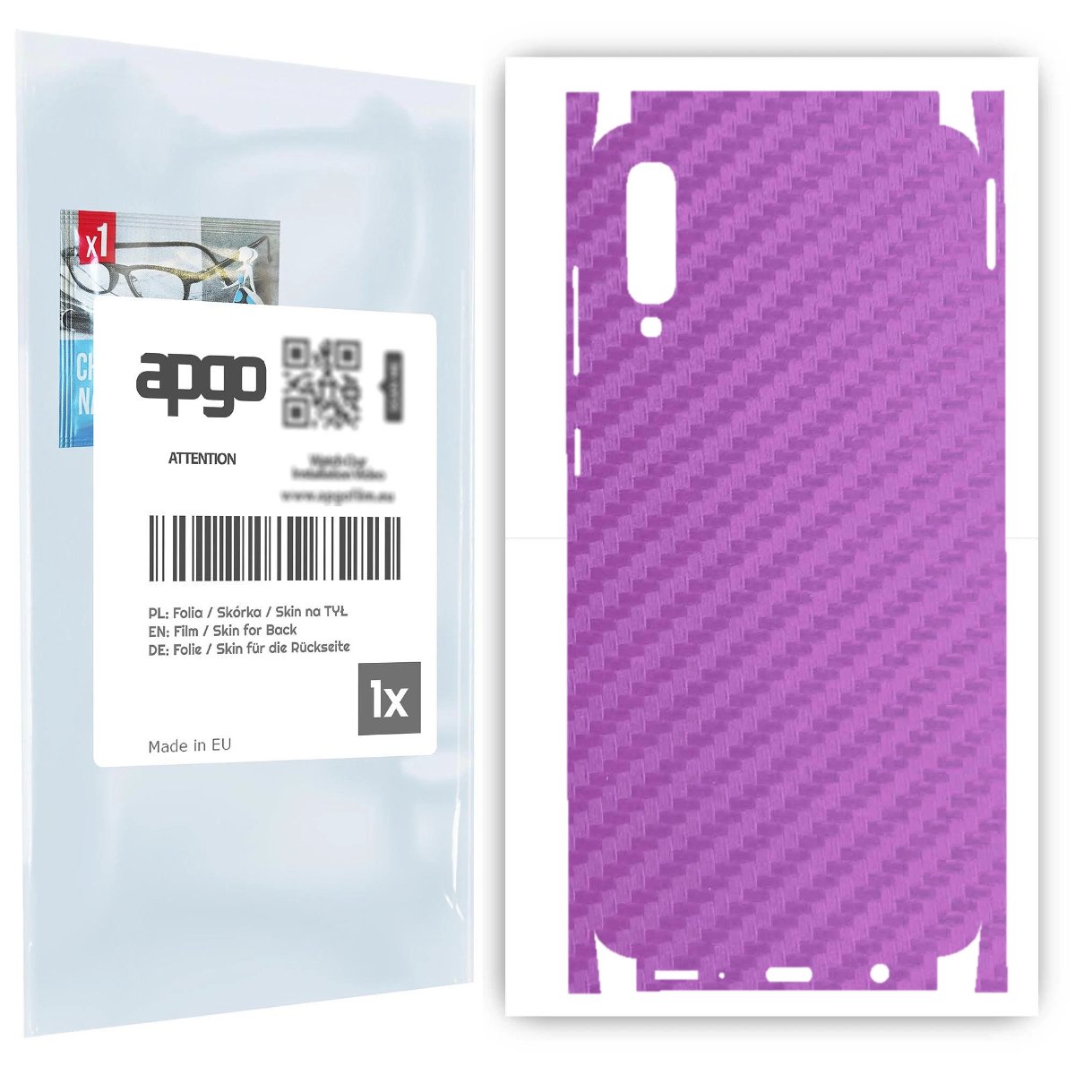 Folia naklejka skórka strukturalna na TYŁ+BOKI do Samsung Galaxy A70 -  Carbon Fioletowy - apgo SKINS