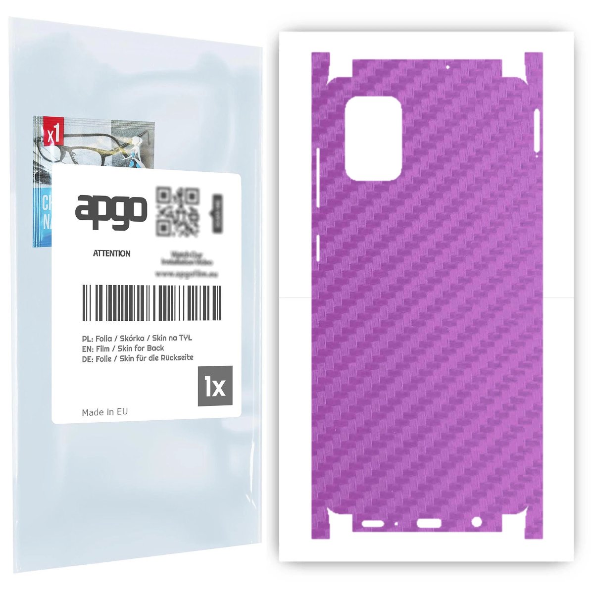 Folia naklejka skórka strukturalna na TYŁ+BOKI do Samsung Galaxy A71 -  Carbon Fioletowy - apgo SKINS
