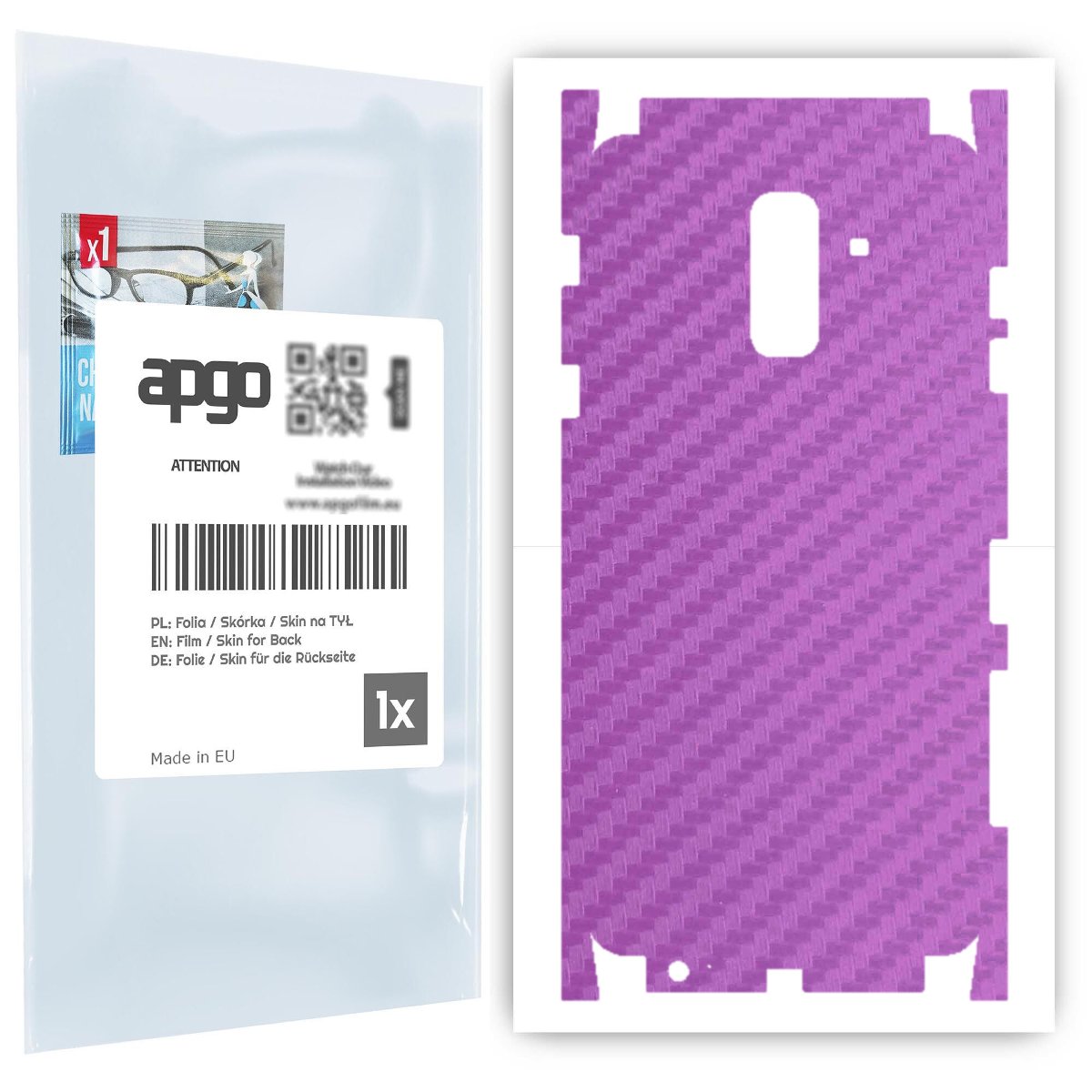 Folia naklejka skórka strukturalna na TYŁ+BOKI do Samsung Galaxy A6+ (2018) -  Carbon Fioletowy - apgo SKINS