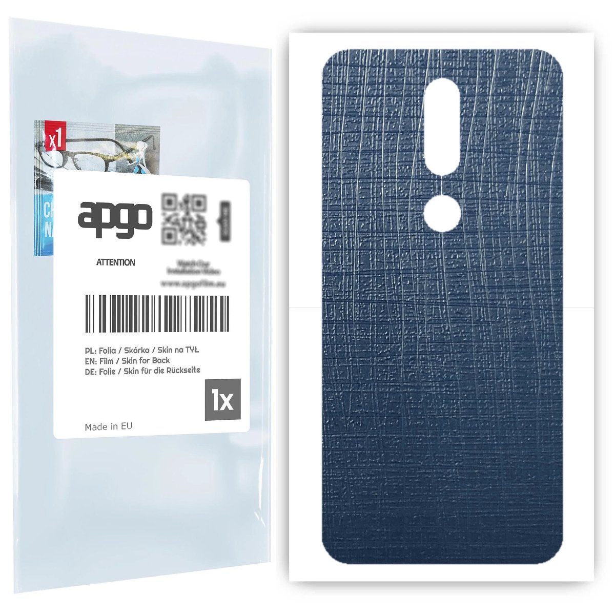 Folia naklejka skórka strukturalna na TYŁ do Nokia 7.1 -  Tkanina Granatowa - apgo SKINS