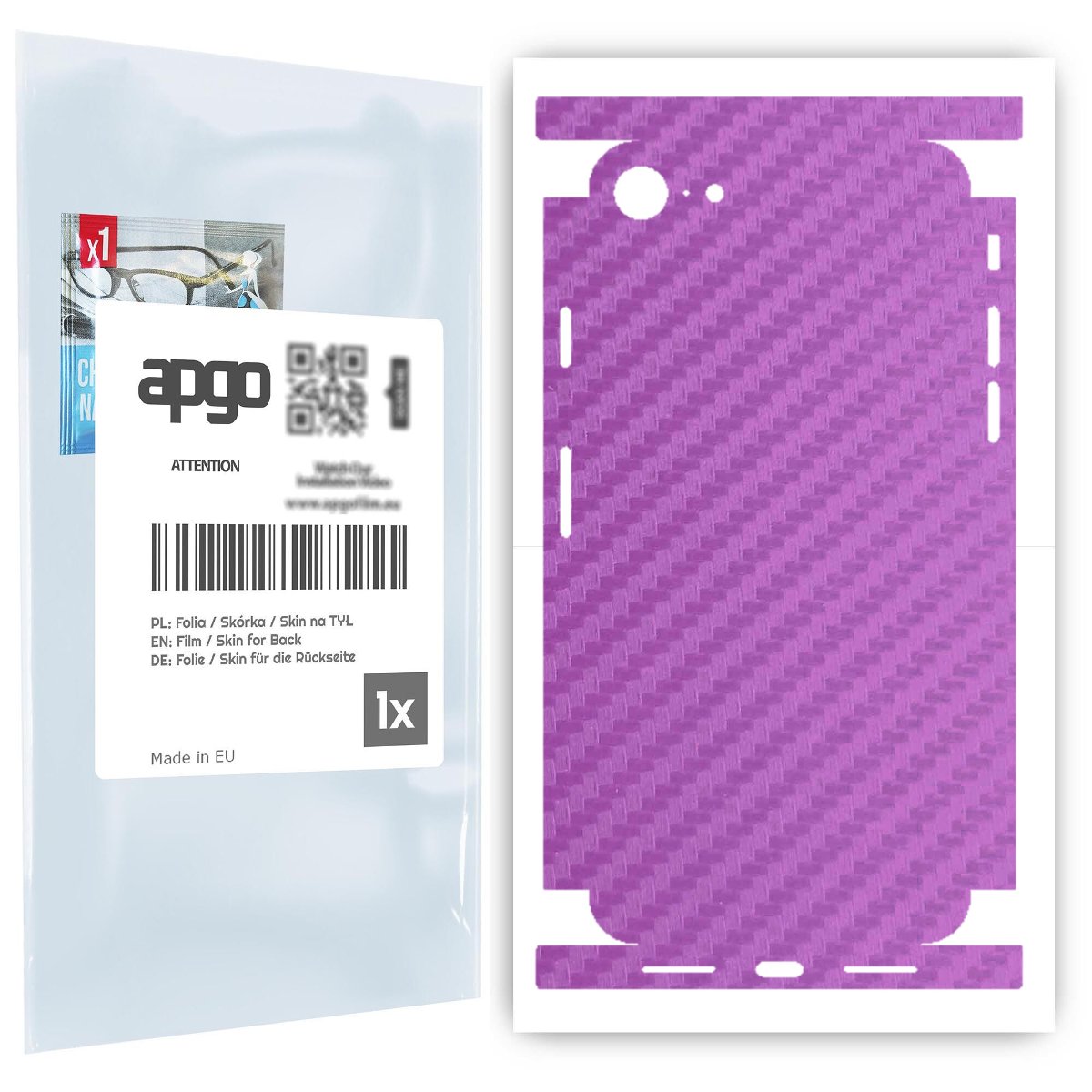 Folia naklejka skórka strukturalna na TYŁ+BOKI do Apple iPhone SE (2020) -  Carbon Fioletowy - apgo SKINS