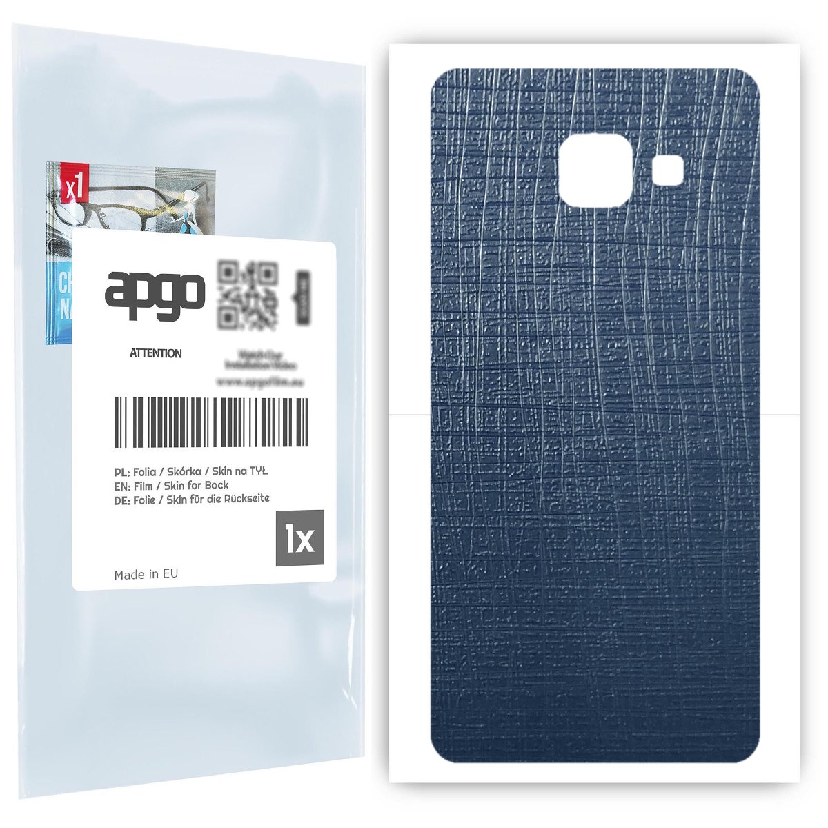 Folia naklejka skórka strukturalna na TYŁ do Samsung Galaxy A3 2016 A310F -  Tkanina Granatowa - apgo SKINS