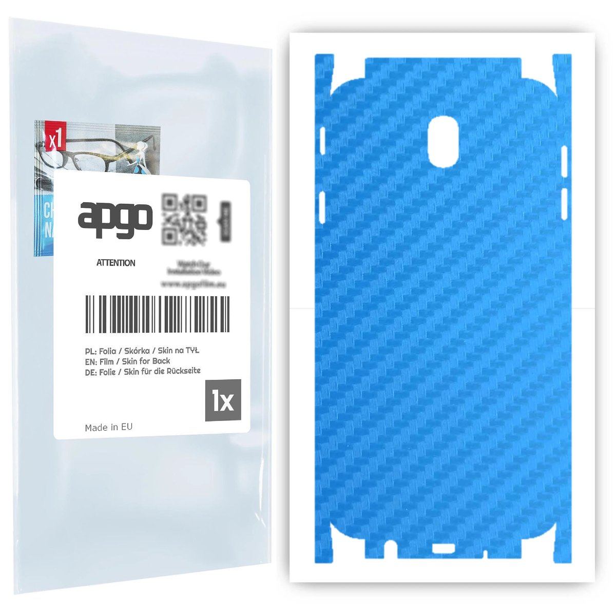 Folia naklejka skórka strukturalna na TYŁ+BOKI do Samsung Galaxy J7 (2017) -  Carbon Niebieski - apgo SKINS