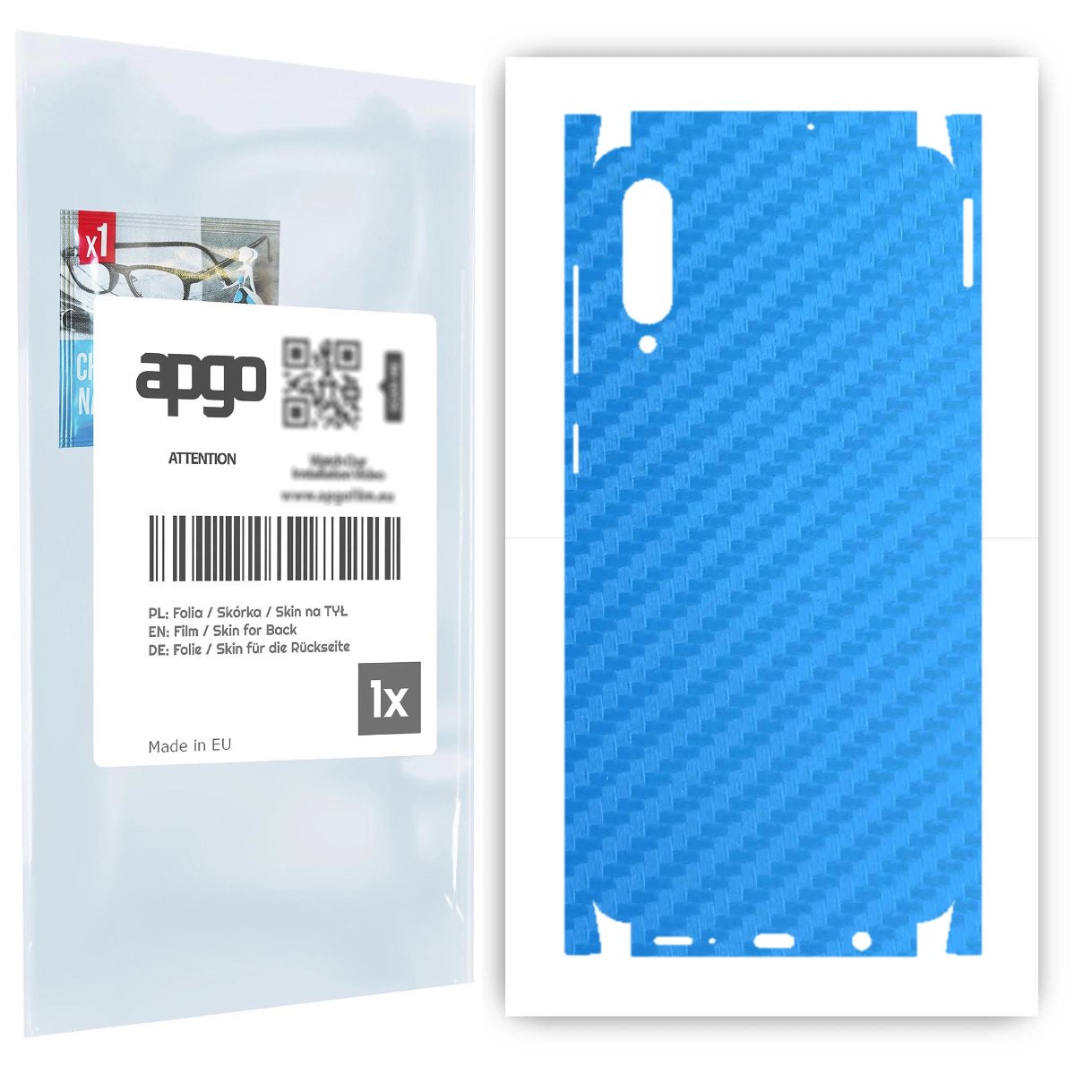 Folia naklejka skórka strukturalna na TYŁ+BOKI do Samsung Galaxy A50s -  Carbon Niebieski - apgo SKINS