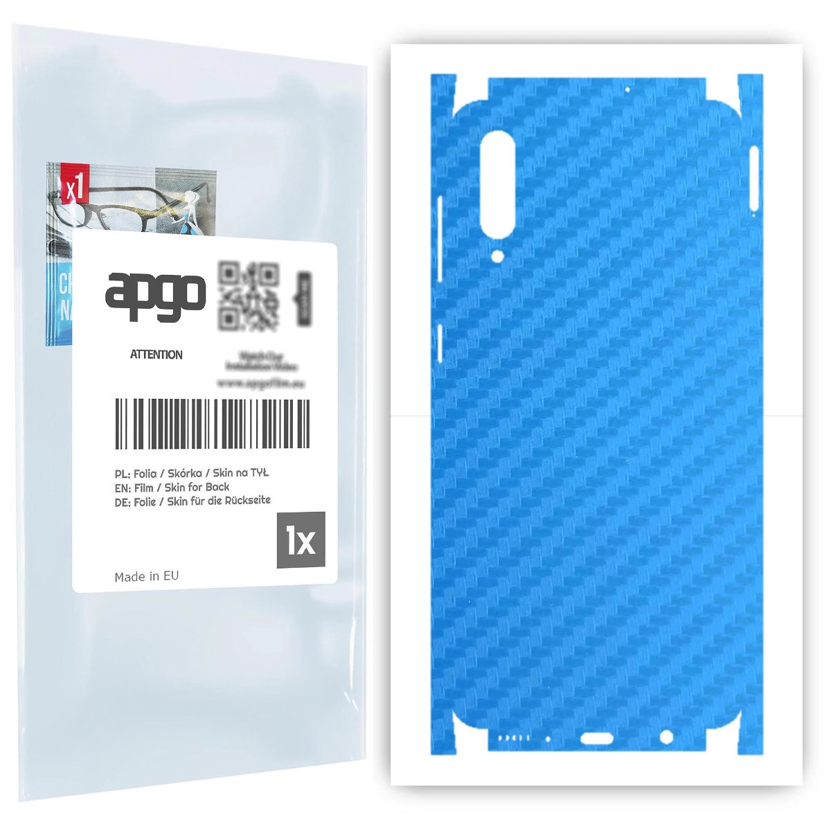 Folia naklejka skórka strukturalna na TYŁ+BOKI do Samsung Galaxy A30s -  Carbon Niebieski - apgo SKINS