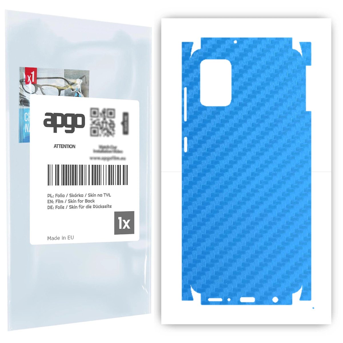 Folia naklejka skórka strukturalna na TYŁ+BOKI do Samsung Galaxy A31 -  Carbon Niebieski - apgo SKINS
