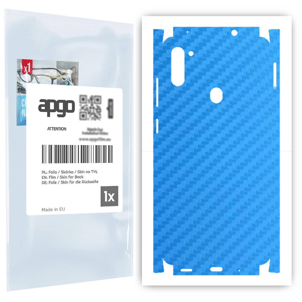 Folia naklejka skórka strukturalna na TYŁ+BOKI do Samsung Galaxy M11 -  Carbon Niebieski - apgo SKINS