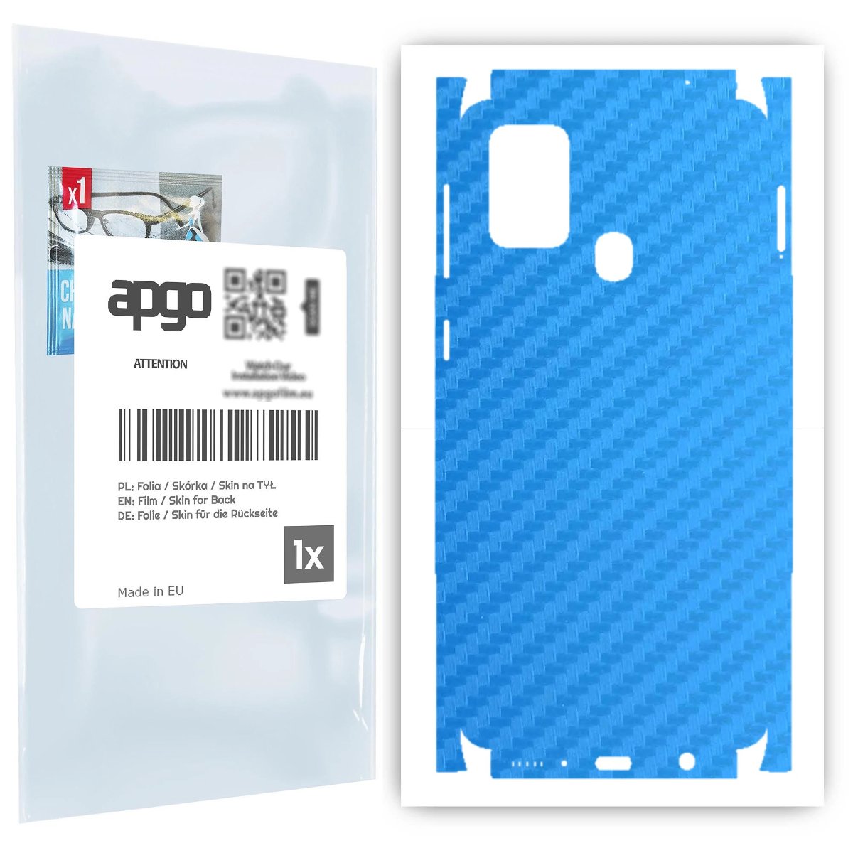 Folia naklejka skórka strukturalna na TYŁ+BOKI do Samsung Galaxy M31 -  Carbon Niebieski - apgo SKINS