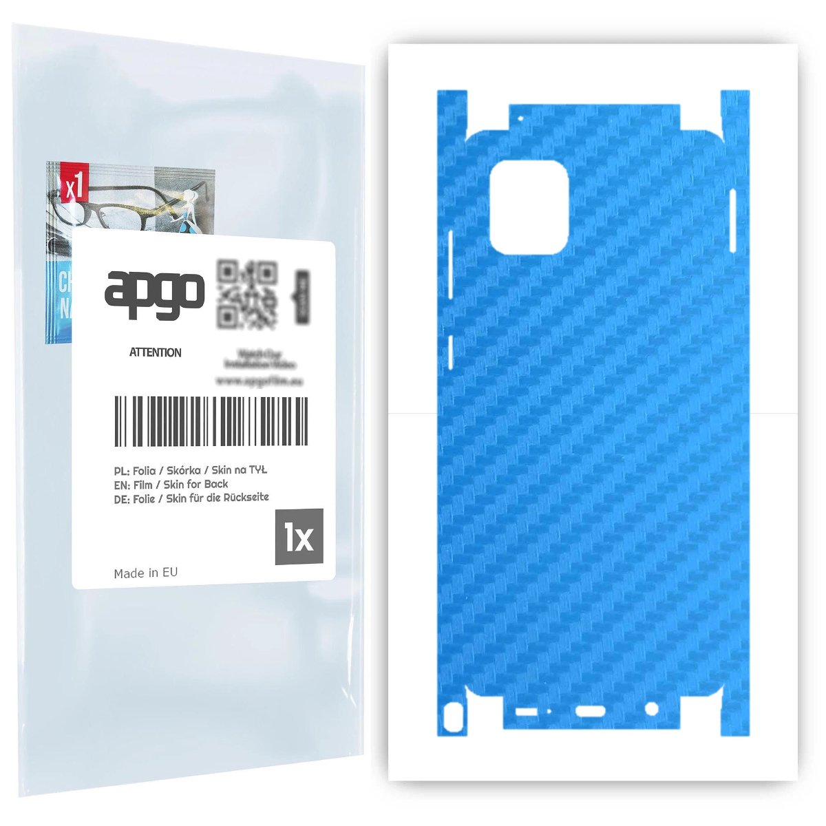 Folia naklejka skórka strukturalna na TYŁ+BOKI do Samsung Galaxy Note 10 Lite -  Carbon Niebieski - apgo SKINS