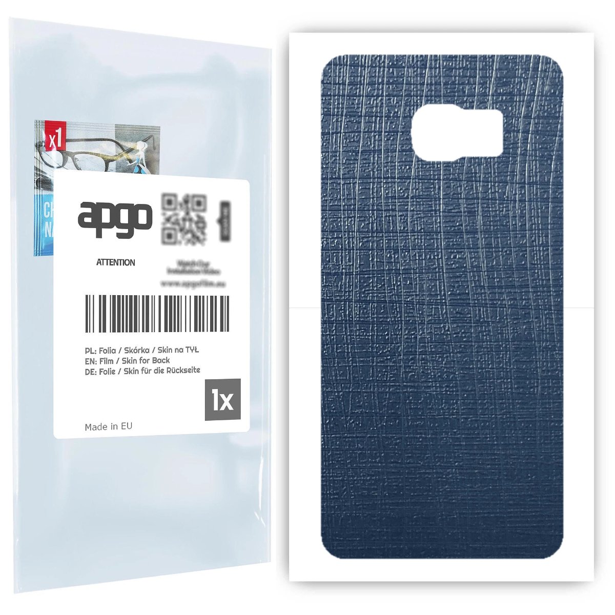 Folia naklejka skórka strukturalna na TYŁ do Samsung Galaxy S6 Edge+ SM-G928F -  Tkanina Granatowa - apgo SKINS