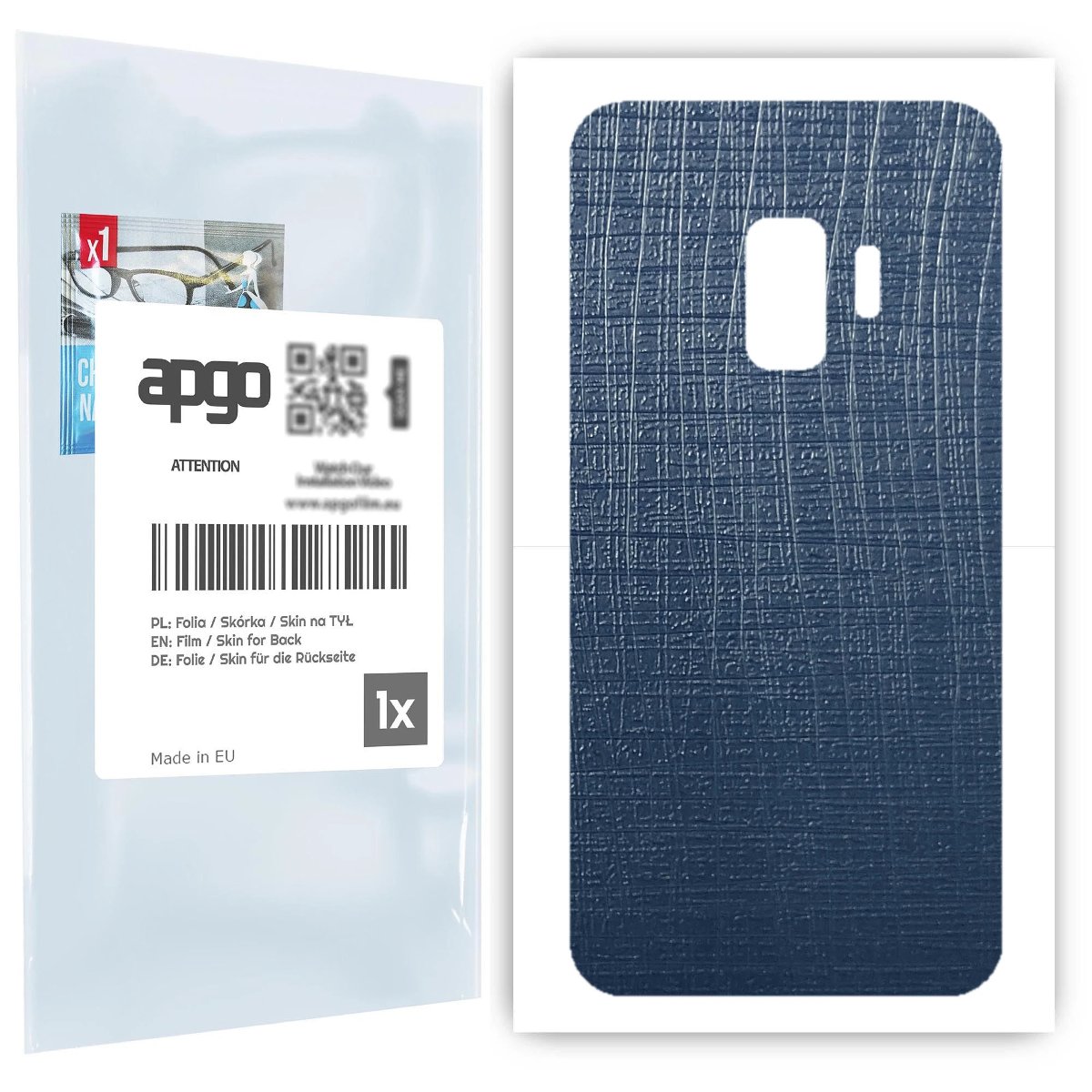 Folia naklejka skórka strukturalna na TYŁ do Samsung Galaxy S9 -  Tkanina Granatowa - apgo SKINS