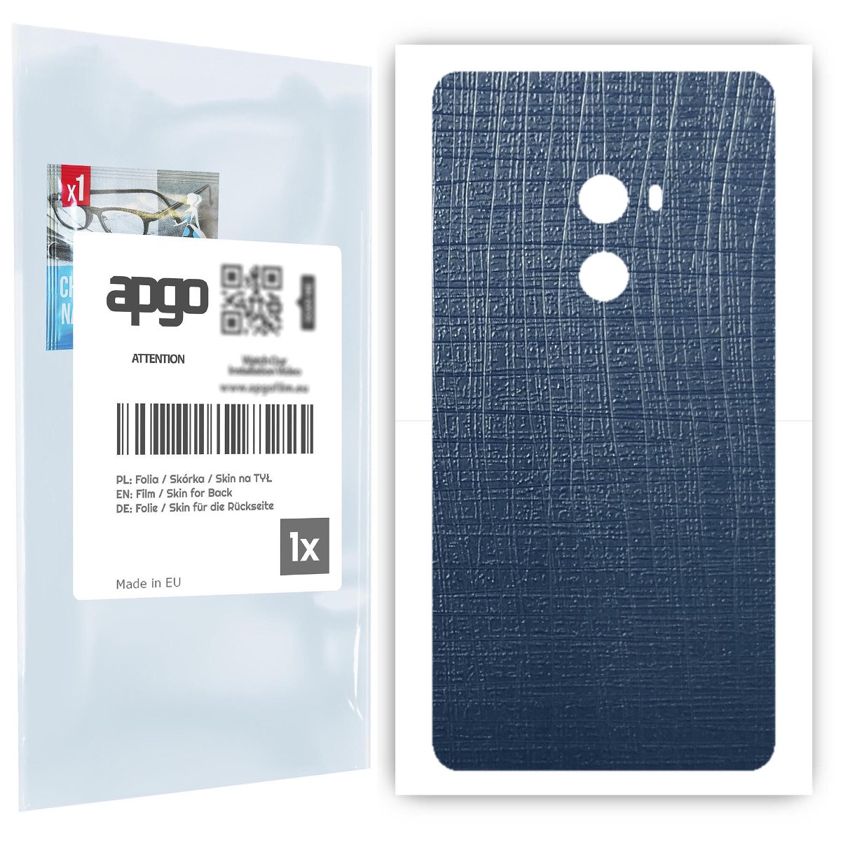 Folia naklejka skórka strukturalna na TYŁ do Xiaomi Mi Mix 2 -  Tkanina Granatowa - apgo SKINS