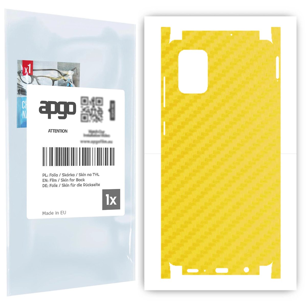 Folia naklejka skórka strukturalna na TYŁ+BOKI do Samsung Galaxy A71 -  Carbon Żółty - apgo SKINS