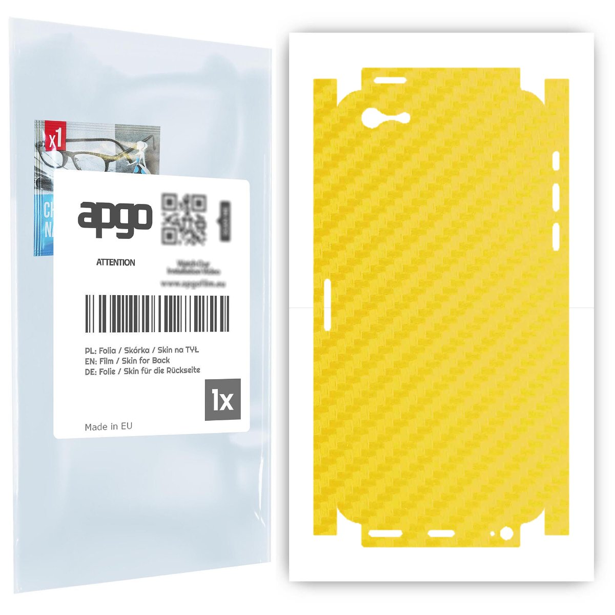 Folia naklejka skórka strukturalna na TYŁ+BOKI do Apple iPhone 5s -  Carbon Żółty - apgo SKINS