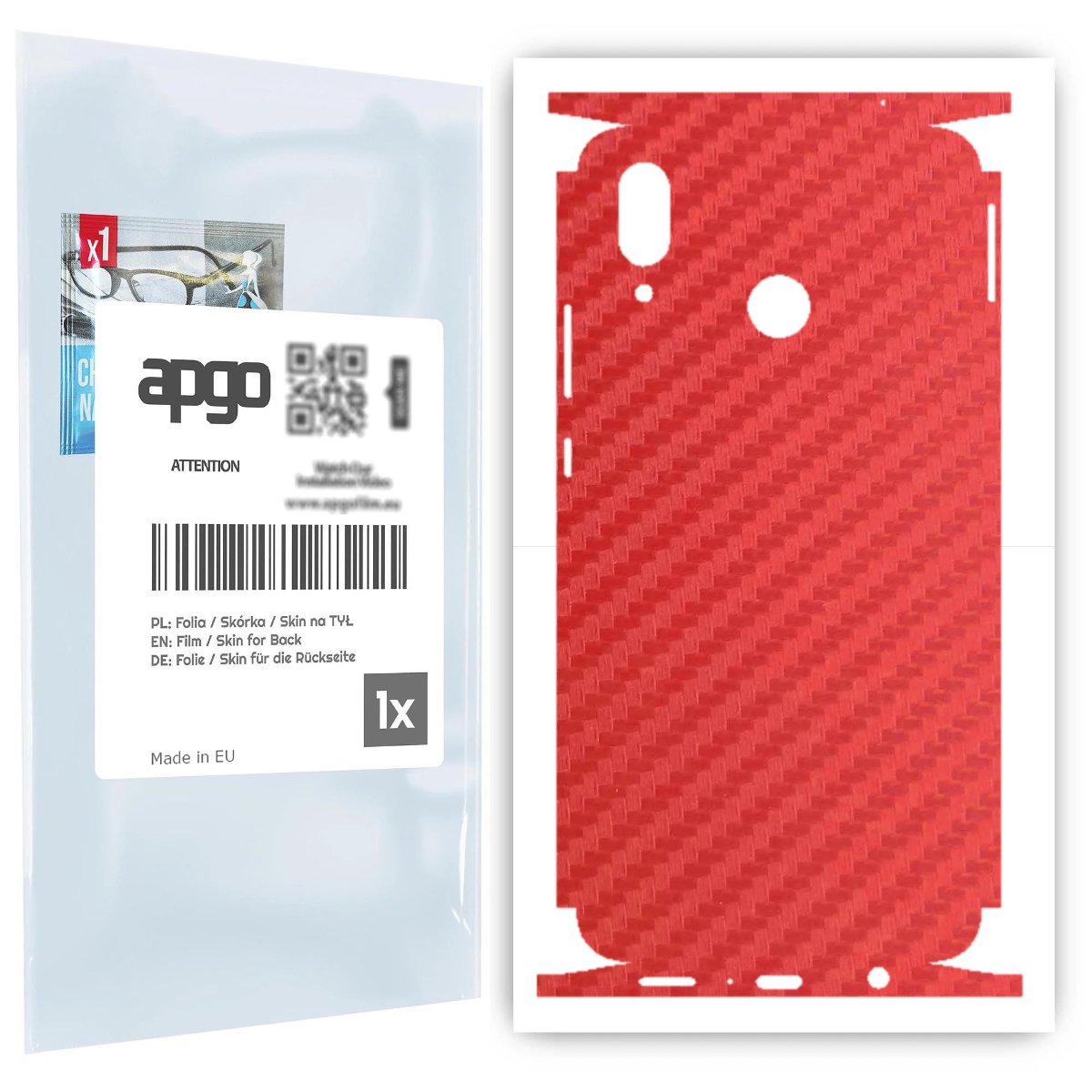 Folia naklejka skórka strukturalna na TYŁ+BOKI do Huawei nova 3 -  Carbon Czerwony - apgo SKINS